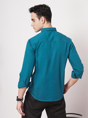 Image of The Indian Garage Co Men Slim Fit Solid Full Sleeves Cutaway Collar Casual Shirt