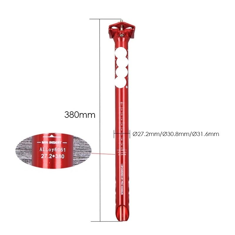 HUFFA 380mm Fahrrad Sattelstütze Dropper 7071 Aluminium Legierung 27,2mm Bis 31,6mm MTB Sattelstütze Rennrad Sattel Rohr Radfahren Teile (Color : Red 27.2mm)