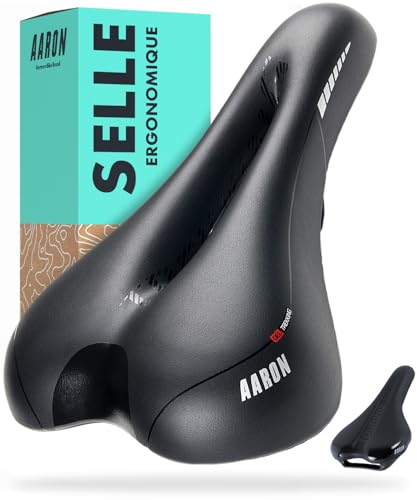 AARON - Selle de vélo Trekking- en Gel - pour Femme et Homme - absorbe Les Chocs/Ergonomique/Confortable - pour vélo électrique/VTC/VTT/vélo de Ville/Autre...