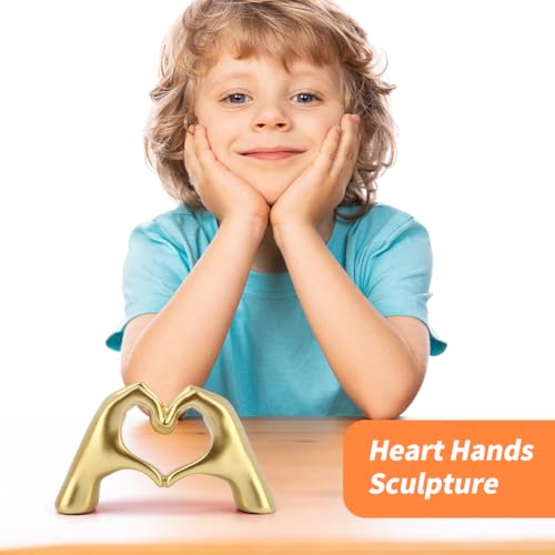Trasylph 17199914508759 Gold Gesture Decoration,Gold Heart Hands Sculpture,Heart Hands Statue,Love Finger Modern Gesture Sculptures,For Home Shelf Desk Wall Decor,Wedding Gifts thumb #3