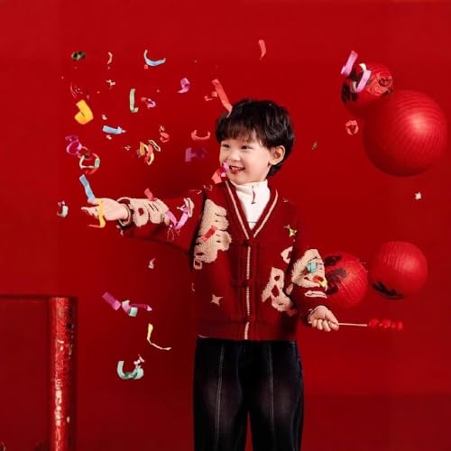 Chinese New Year Boys' autumn and winter thickening red sweater fashion cardigan knitwear coat2
