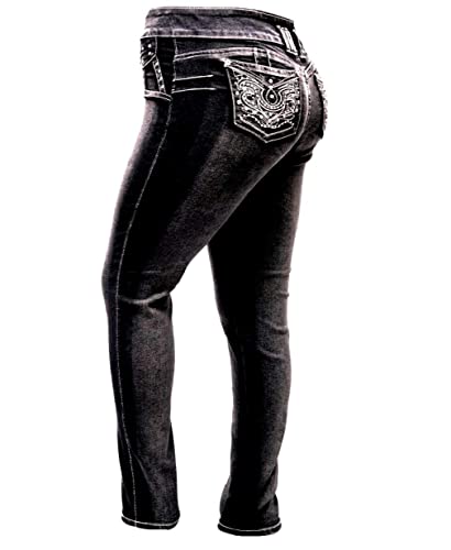 Jack David Women's Plus Size Blue/Black Curvy Stretch Flap Pocket Skinny/Bootcut/Cargo Denim Jeans Pants