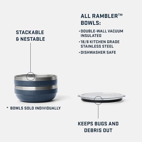 Image of YETI Rambler Low Bowl, Vacuum Insulated, Stackable and Nestable Stainless Steel Bowl with Lid, 0.7 Quart, Cape Taupe