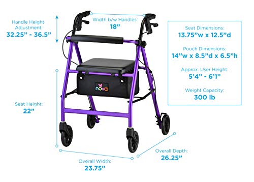 Nova Vibe 6 Rollator Walker, Purple #TOP3