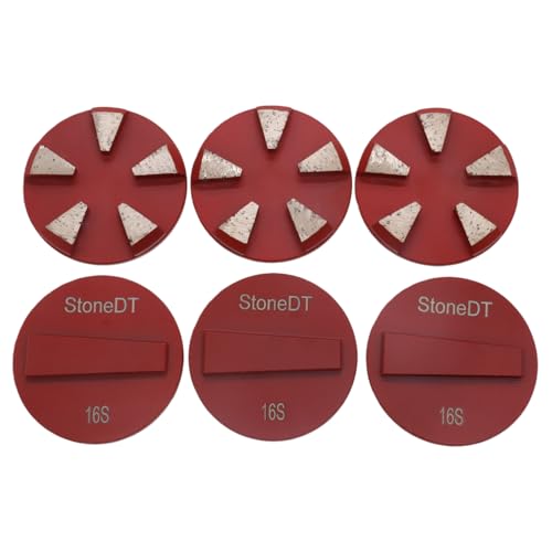 Diamond Grinding Shoes for Terrco Concrete Floor Grinders, 3 Inch Speed Shift Metal Bond Pucks, 5 Segments, 16 Grit Soft Bond, 6PCS