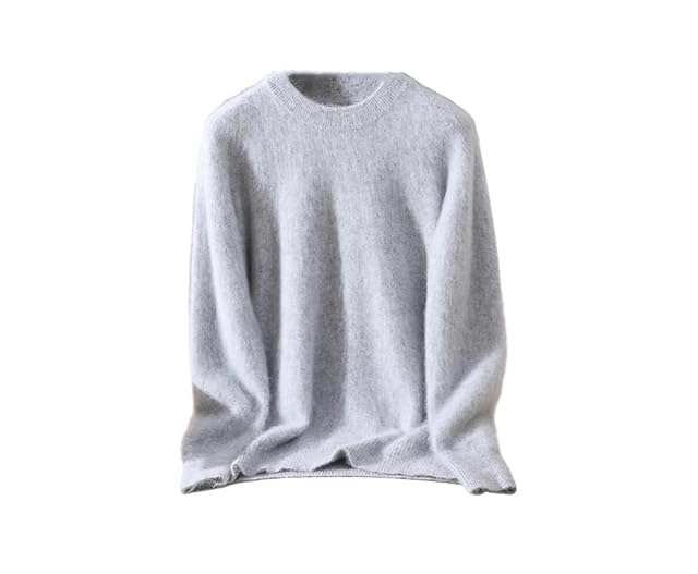 Womens Round-Neck Mink Cashmere Sweater Soft Knitted Pullover Jumper Fall Winter Solid Long Sleeve Pullover
