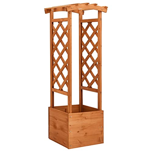 Jardinera enrejada con Arco Madera de Abeto 49x39x130 cm,Macetero Enrejado Madera | Decoración Exterior | Jardín y Balcón Maceteros y jardineras
