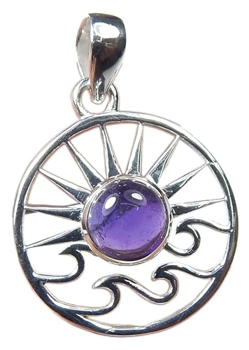 Myhealingworld Round Sun Natural Amethyst Gemstone Solid 925 Stamped Sterling