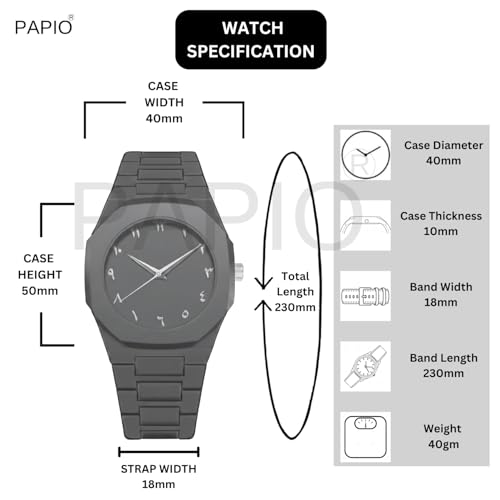 Image of PAPIO Modern Minimalist Polycarbon Analog Unisex Watch, Lightweight Touch Strap