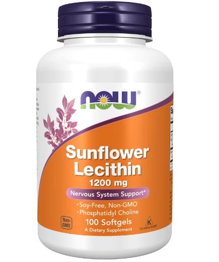 Now Foods, Lecitina de girasol (Sunflower Lecithin), 1.200mg, 100 cápsulas blandas