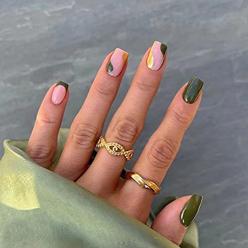 Cycuteg 24 Pcs Short Press On Nails,Reusable Fake Nails,12 S