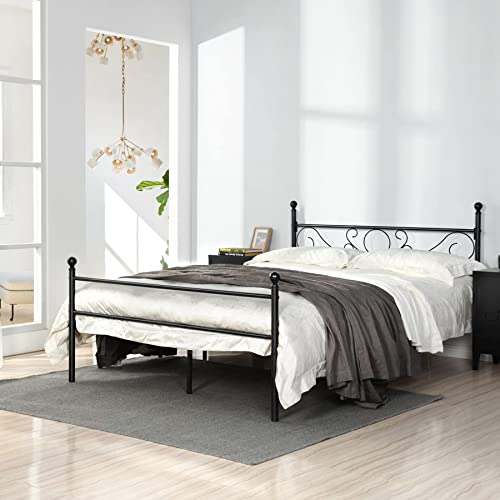 EGOONM Cadre de lit en Métal , Lit pour Adultes avec Grand Espace de Rangement (Noir-ILKER) Cover