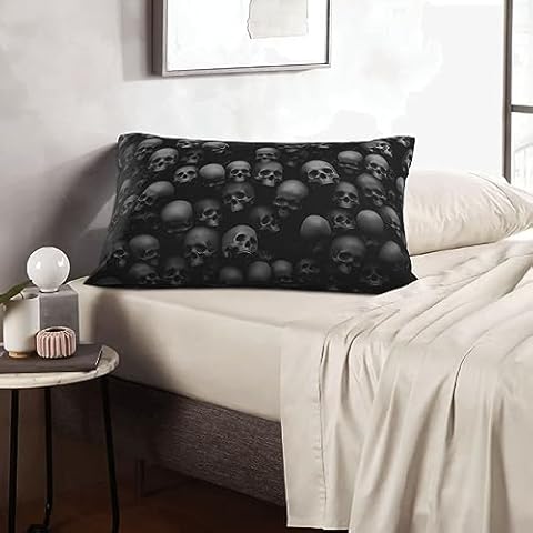 Soft & Breathable Bubbles Gray Skull Pillow Protectors Cover