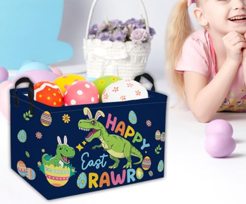 Image of Rectangle Easter Dinosaur Baskets Kids Baskets Cute Storage Bin Organizer Box for Room Decor Gift Basket(Easter dinosaur)
