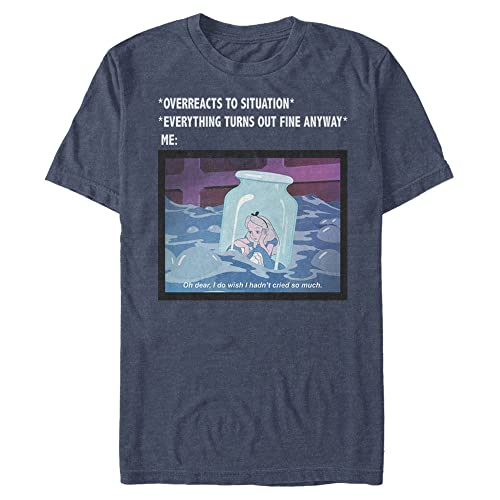 T-Shirt Disney Mème d'anxiété 4XL ample et long en coton pour homme grand bleu marine