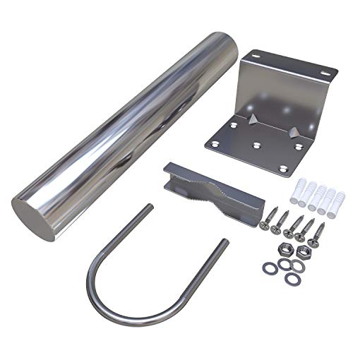 Antenna Pole Mount For Wifi, Tv Or Lte/4G Antennas (Yagi, Panel, Grid Or Omni) Length 10 Inch - 1.5" Mast Diameter (Outdoor And Weatherproof) Roof/Wall/Attic Mounting Hardware Included - Tupavco Tp570 #TOP6