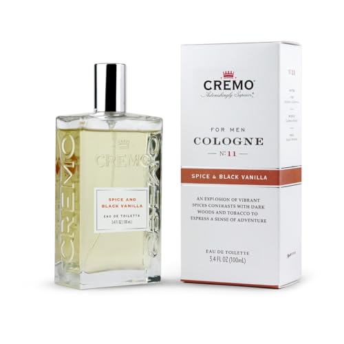 Cremo Men's Eau de Toilette, Spice and Black Vanilla Cologne for Men, Spicy Men's Perfume Gift for Men, 100 ml