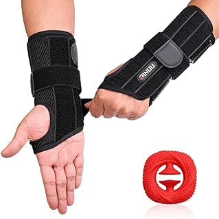 ZINUU Wrist Support Brace with Metal Splint Day Night Carpal Tunnel Wrist Splint for Wrist Pain Relief Arthritis Tendonitis Sprains Injury RSI Sports Protecting for Men Women Father Gifts- Right Hand