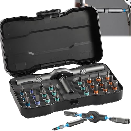 Image of Diy Screwdriver 24 In 1, Upgrade 24 In 1 Multi Bit Magnetic Screwdriver Set, Magnetic Screw Driver Set, Multi-purpose Ratchet Wrench Screwdriver S2 Magnetic Bits, Detachable T Ratchet Handle (1PCS)