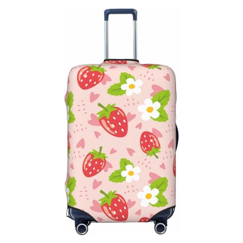 Cute Strawberry Pink Love Luggage Cover Protector Anti-Scratch Washable Fits 18-32 Inch Luggage-Large