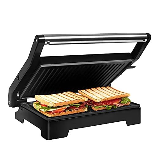 Gotoll Parrilla Eléctrica 1000W,Sandwichera,Máquina de Panini,Tostadora con Revestimiento Antiadherente,Placas de Grill,Asa de Toque Frío,Apertura 180º