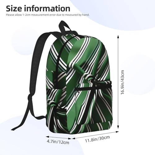 Sac à dos de voyage portable noir de 43,2 cm à rayures vertes