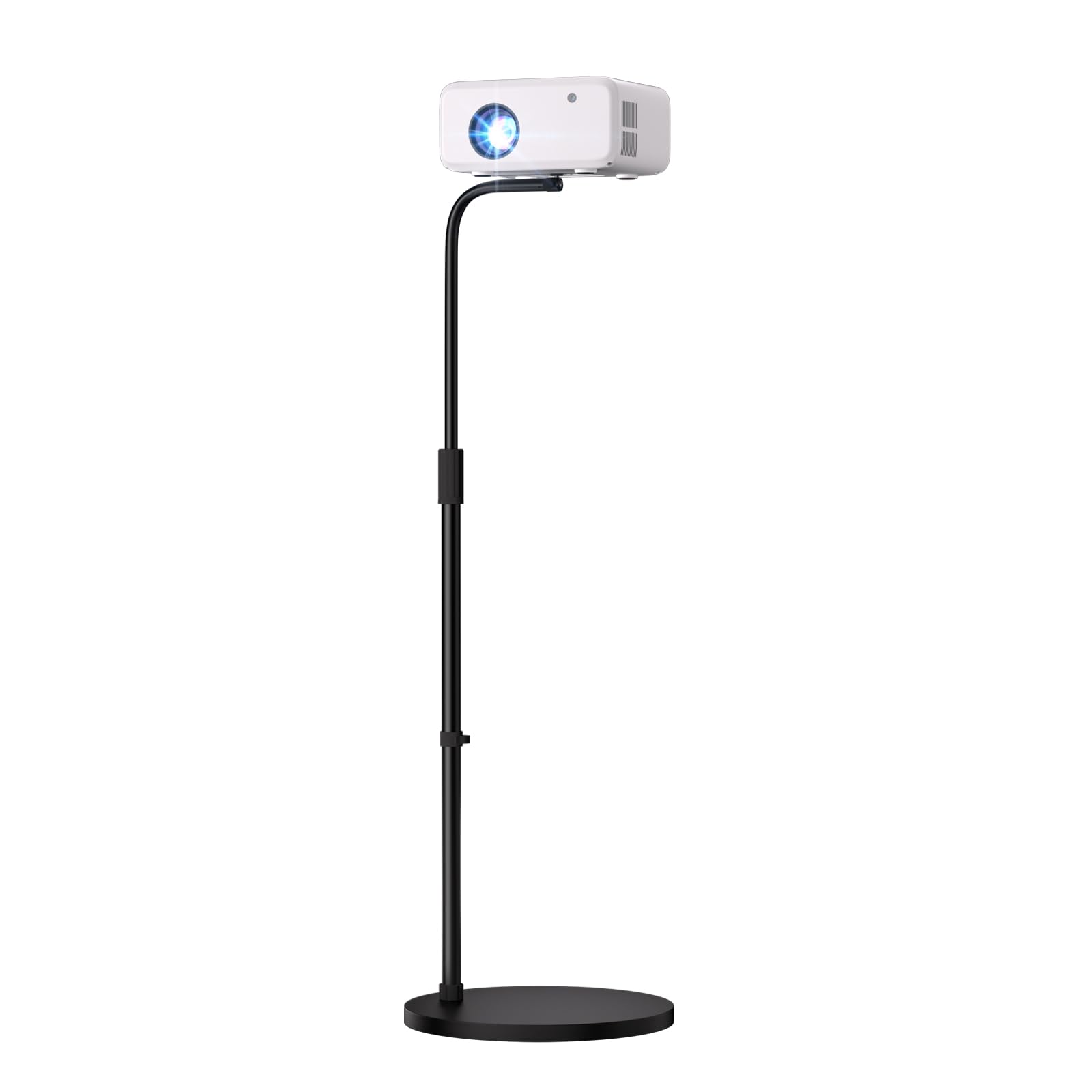 VISULAPEX 360°Beamer Ständer, L-Form Versteckter Beamer Halterung 80cm -145cm Höhenverstellbar, Tragkraft bis zu 10kg Mini Projektor Bodenhalterung Kompatibel mit Kameras, Handyhalterungen Webcams