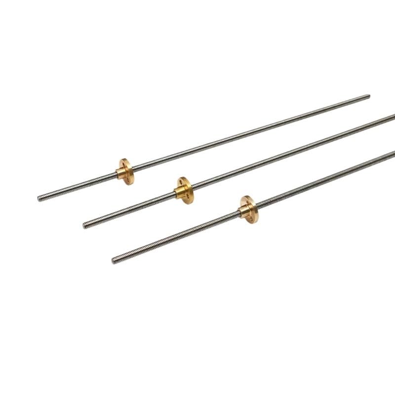 printer lead screw T5 Lead Screw 304 Stainless Steel Diameter 5mm Pitch Screw With Brass Nut(Picth 1mm lead 1mm,550mm)