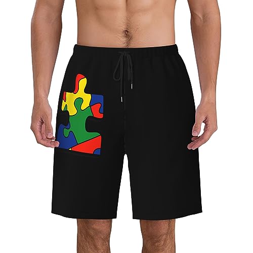 Autism Awareness Puzzle Mens Swim Trunks Quick Dry Swim Shorts Swimwear Bathing Suits with Pockets - Main Image