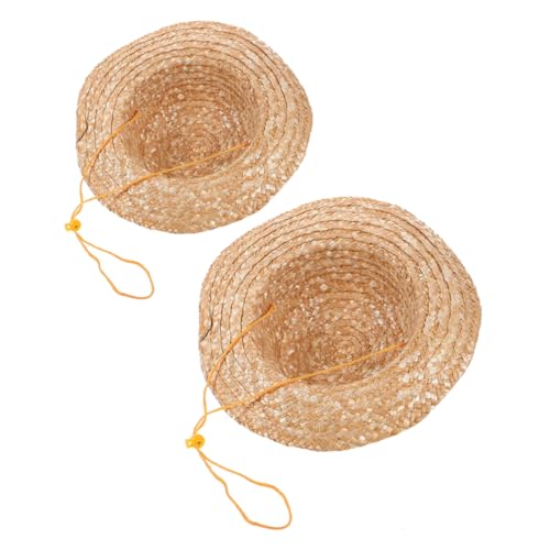 Unomor 2Pcs DIY Blank Summer Sun Hat Unpainted Craft Straw Cap with Wide Brim for Outdoor Fun for Beach Park Picnics for Boys Creativity Khaki