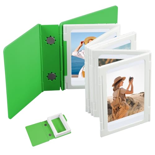 2026 �f�X�N�g�b�v�C���X�^���g�t�H�g�A���o�� Instax Mini�p - ���g���ȃt�H���_�[�X�^�C���̃A�R�[�f�B�I���t�H�g�z���_�[ ���C���W�����[�x�[�X 12���̎ʐ^(2x3�C���`)�ɑΉ� �g���\�ȃf�X�N�g�b�v�f�R���[�V����&�M�t�g(�O���[��)