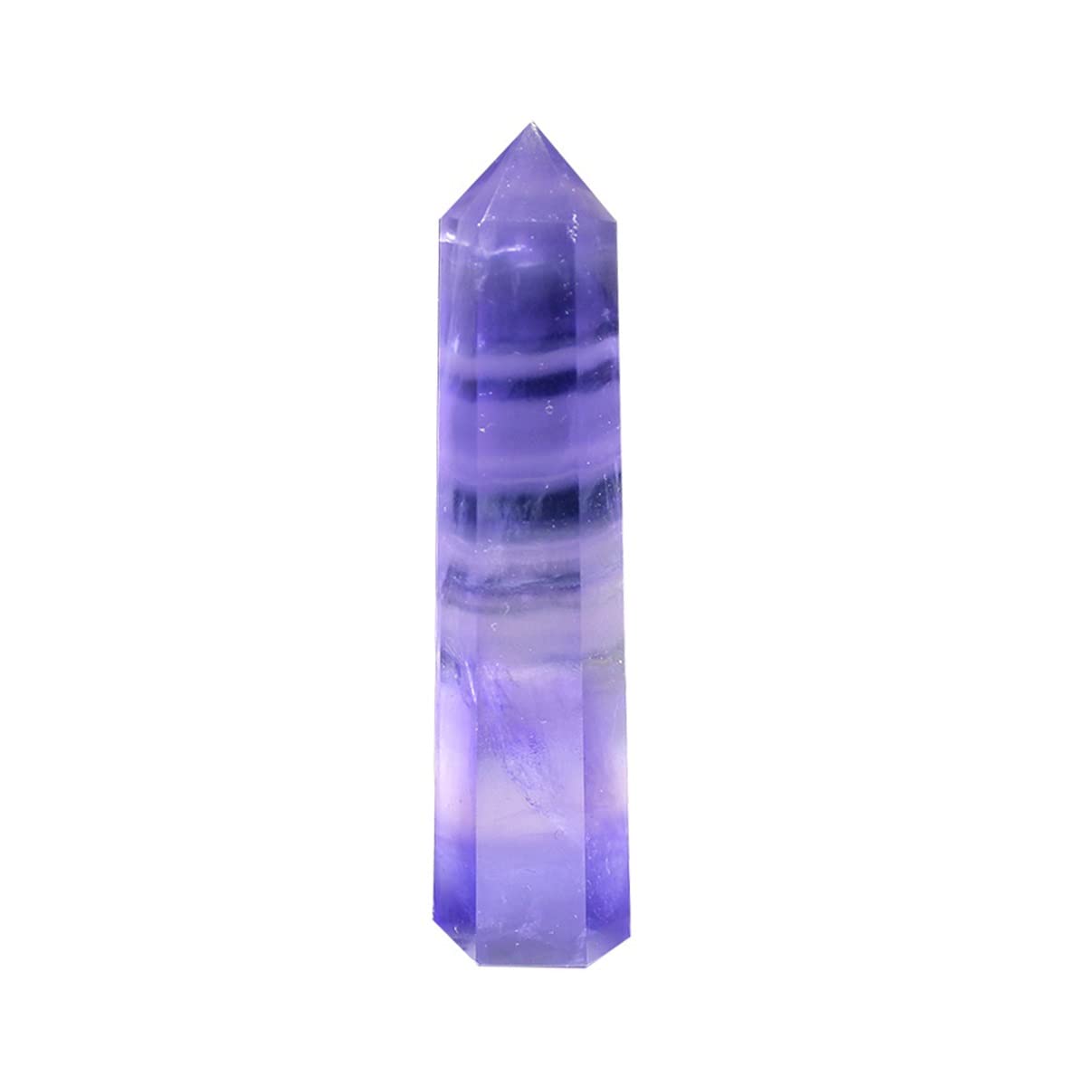 Cristal de Quartz Hexagonal en Pierre Naturelle de Fluorite Rayée : Objet Déco d'Exception