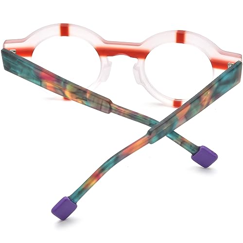 Image of HEPIDEM Multicolor Acetate Glasses Frame Women,Oversize Round Optical Eyeglasses