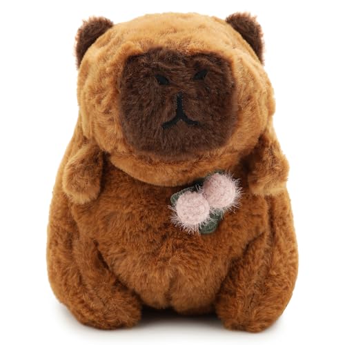 Image of 18 CM Cute Capybara Plush Keychain Soft Stuffed Animal Toy with Metal Key Ring, Kawaii Plush Bag Charm, Backpack Hanging Pendant, Car Keychain Gift for Kids, Girls, Boys & Adults