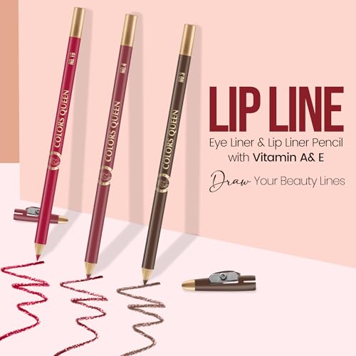 Image of Colors Queen Matte Lip Liner Pencil Combo Pack of 3 | Non Transfer Formula For Professional Makeup | Lip Liner Pencil Waterproof (Pack of 3 Combo 6)