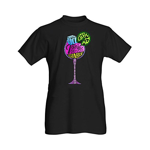 Ginsanity The Gin Collective: Ladies Gin Black Novelty T-Shirts (Gin 25% / Tonic 75%) - Large