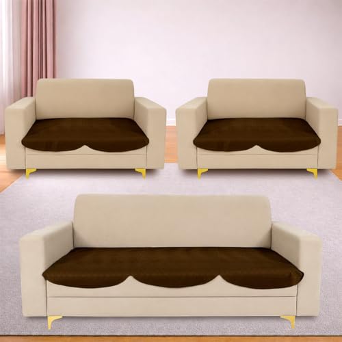 Image of Homerz Premium 'Surya Series' Sofa Cover | Stylish Sofa Protector | Net Fabric | Anti-Stain & Washable Slip Cover Exact Size Antislip (New Jerry Brown, 7 (3+2+2) Seater, Only Seat Cover)