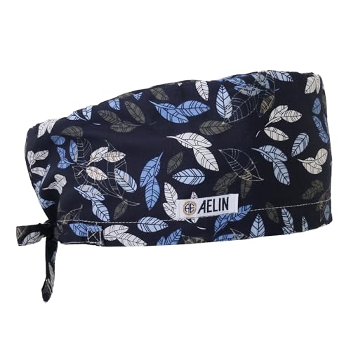 Calot De Bloc Calot Médical Cheveux longs - Couvrant - Femme - 100% coton (Bleu feuilles)