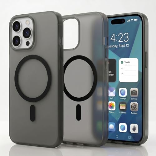 Image of amazon basics Luxury Paper Thin Case Cover for iPhone 15 Pro | Matte Finish | Compatible with magsafe | (Black, iPhone 15 Pro)