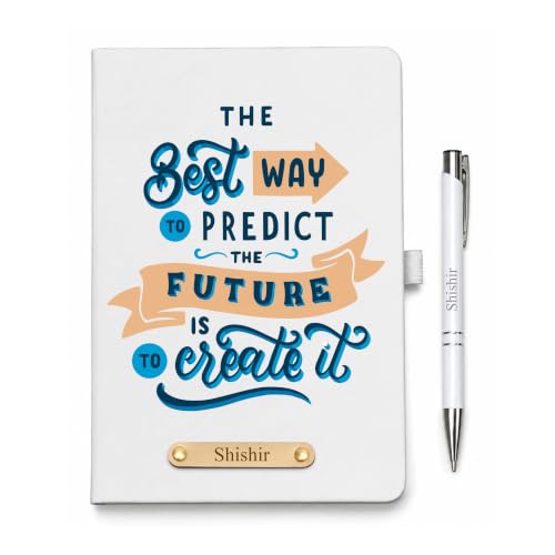 Image of Personalised Diary with Name & Engraved Metal Ball Pen for Men & Women | Customised Hard Board Notebook with 150 Ruled Pages | Custom Diary Pen Gift Set for Employees, Diwali Gifts for Men & Womens Corporate Gifts - Future