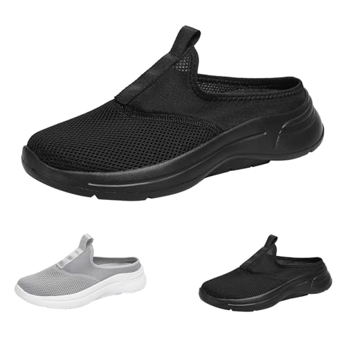 Claquetas Hombre Negras, Sandalias Hombre Ligeras, Claquetas de Malla Negras, Sandalias para Viaje Exterior, Slippers Grandes Tallas para Hombre y Uso Diario, gris, 40.5 EU