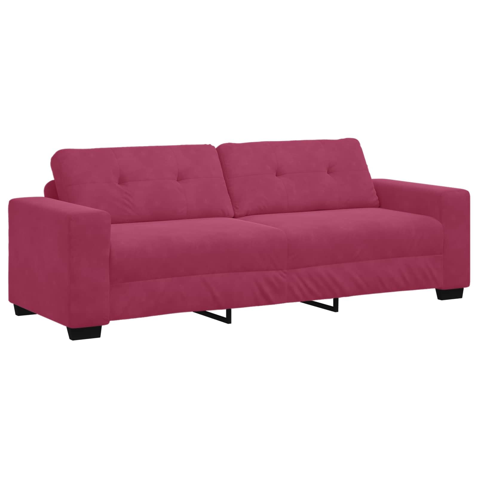 Quoril Canapé d'angle 3 places en velours rouge vin avec fonction couchage et espace de rangement, canapé d'angle moderne avec fonction relaxation, garniture rembourrée pour salon, chambre d'amis