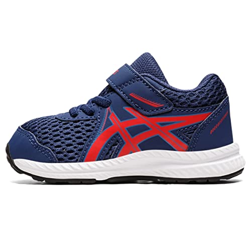 ASICS Tênis de corrida infantil Contend 7, Oceano escuro/vermelho clássico, 4 Toddler