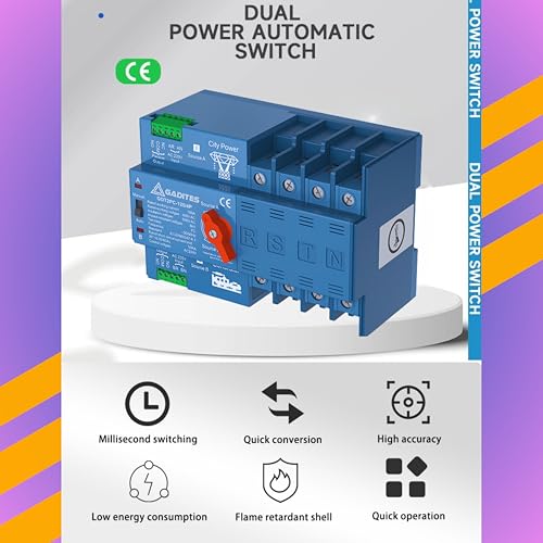 Image of Automatic Transfer ATS 125A - Single Phase Emergency Power Transfer Switch | Auto Generator Changeover | Backup Power Controller for Home /Business (3 PHASE CHANGE OVER)