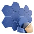 Dailycooper 12 Pack Self-Adhesive Acoustic Panels 12" X 10" X 0.4" - Sound Proof Foam Panels with High Density, Stylish Hexagonal Design, Flame Resistant, Absorb Noise and Eliminate Echoes(Sky Blue)
