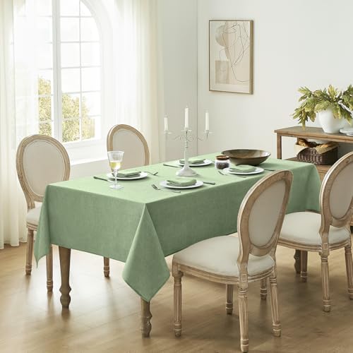 Softalker Sage Green Table Cloth Rectangular 140x200cm Faux Linen Tablecloths Water Resistant Dining Table Cover Washable for Easter Spring Outdoor Party Birthday Coffee Tabletop Decoration,78x55 inch - Image 3