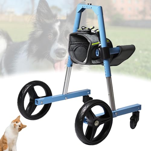 前脚用犬用車椅子、前肢歩行補助具付き軽量・調節可能なペット用車椅子、ペットの脚装具とヒップサポート用車輪付き4輪犬用カート(S)