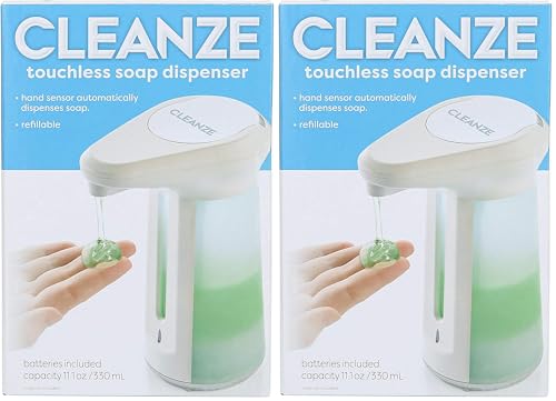 Image of Cleanze Touchless Soap Dispenser | Automatic Liquid Soap & Hand Sanitizer Dispenser | Hands-Free, 11.1oz (Pack of 2, White)