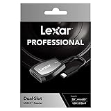 El lector de doble ranura Lexar Professional USB-C funciona con tarjetas SD, microSD UHS-II y ofrece velocidades de transferencia de hasta 312 MB/s en lectura