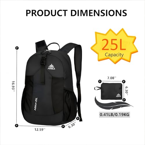 Mochila ligera plegable 25L para trekking negro miniatura 4